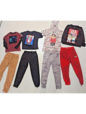 Boys 8 Piece Lot 10-12 Pants Bottoms Tops Vibes Polo Fresh Joggers Tshirt Bundle